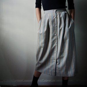 vintage 70's stripe high waist A-line midi skirt